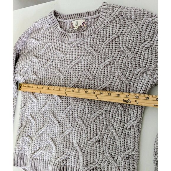 Women's Pink Rose Gray Chunky Cable Knit Sweater Size XS - Picture 4 of 7